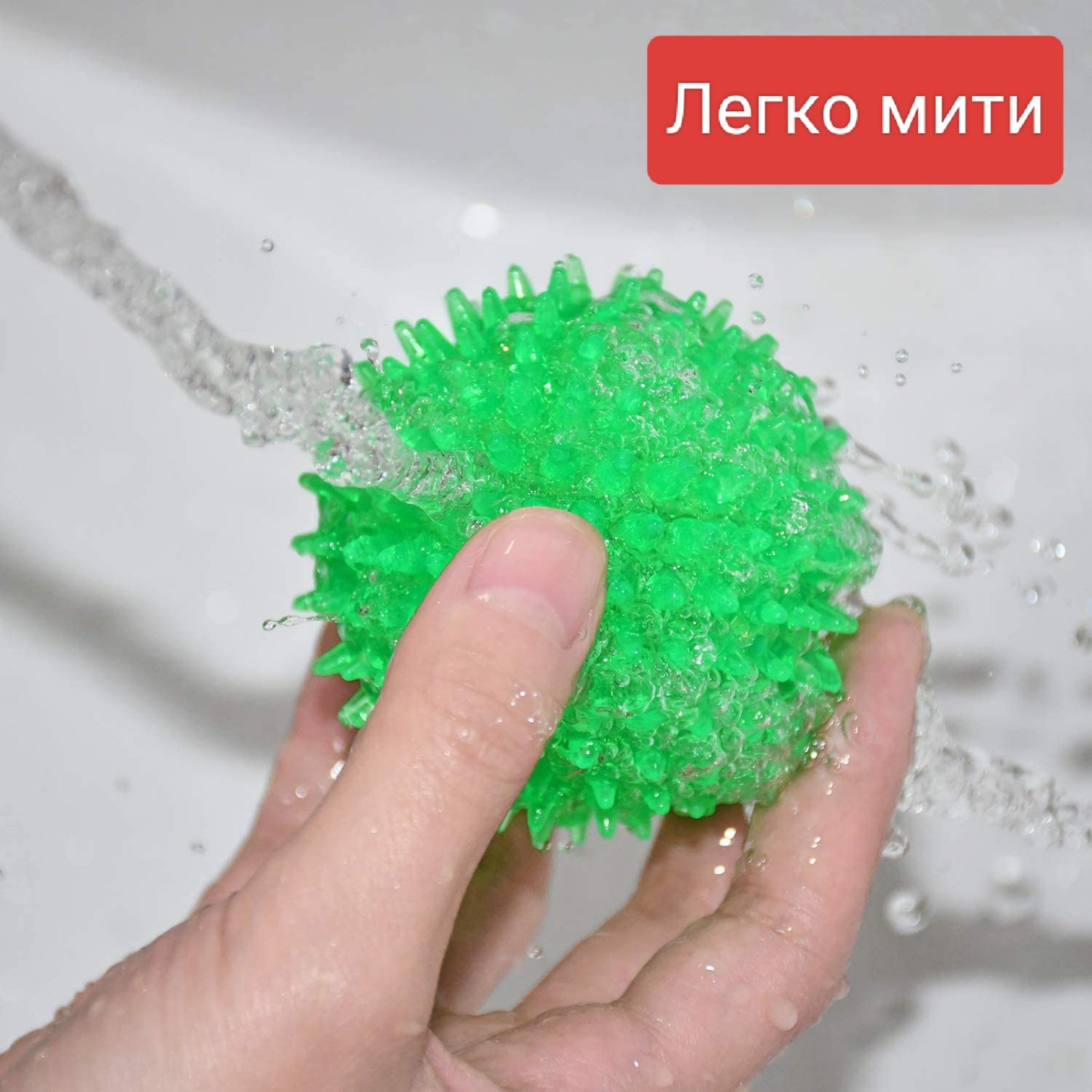 Мяч TPR з шипами круглий звуковий для собак 5 см синій (з пищалкою) - Зображення 2